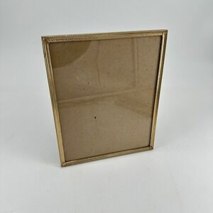 Vintage Gold Metal Beaded 8x10 Picture Frame Ornate Textured Border Glass Front
